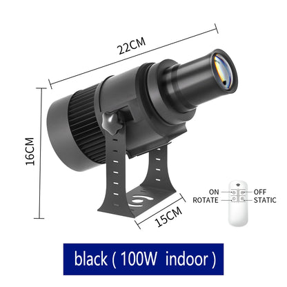 Custom Led HD Gobo Logo Projector Indoor Outdoor Ip67 Waterproof Rotating Advertising Image Projection Light For Floor Wedding