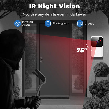 Smart WiFi Video Doorbell Wireless Door Bell Camera 1080P HD Night Vision Two Way Audio Motion Detection Remote Phone Security