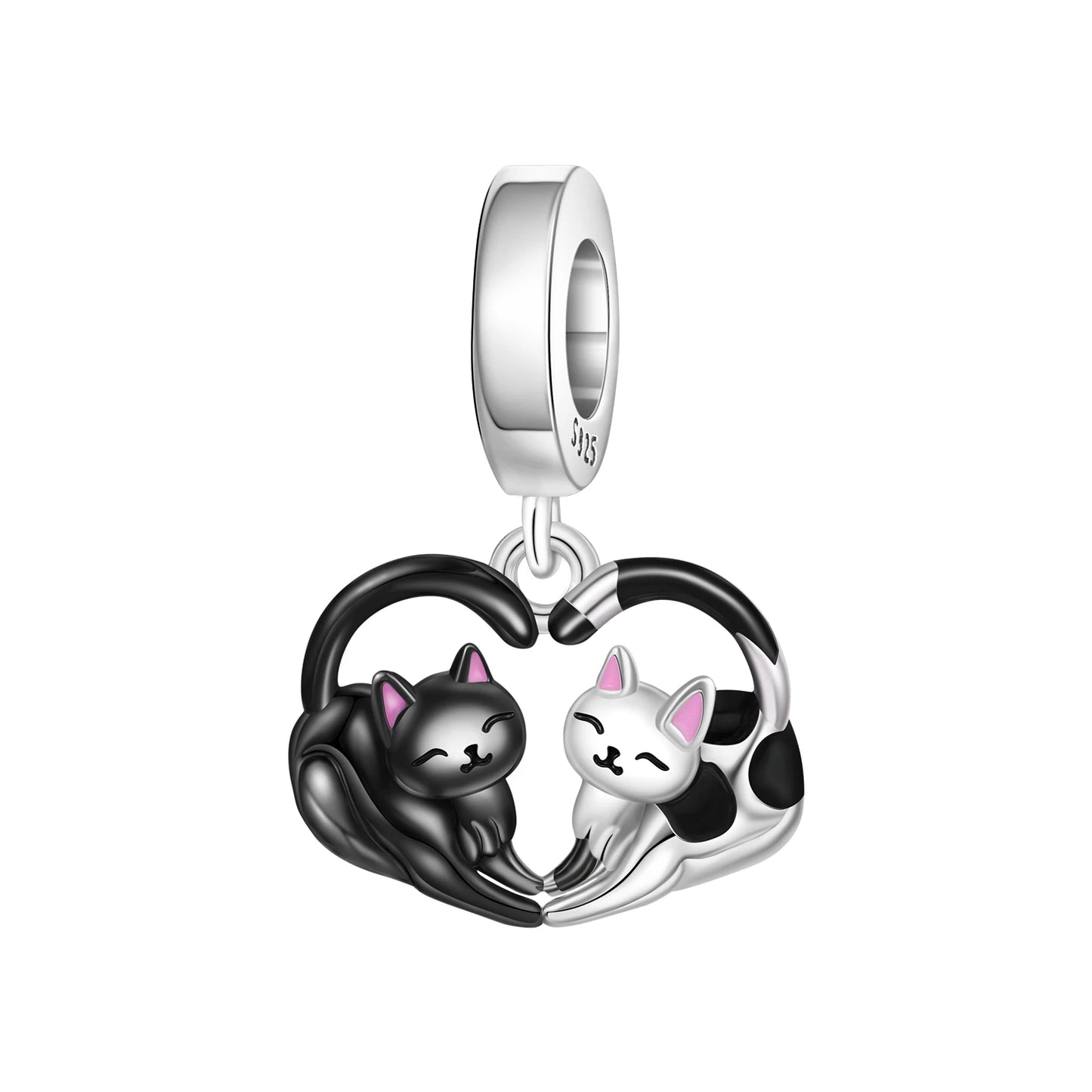 Hot Sale 925 Sterling Silver Dog Cat Cute Pet Animals Pendant Birthday Party Gift for Women Bangle Bracelet Necklace DIY Jewelry