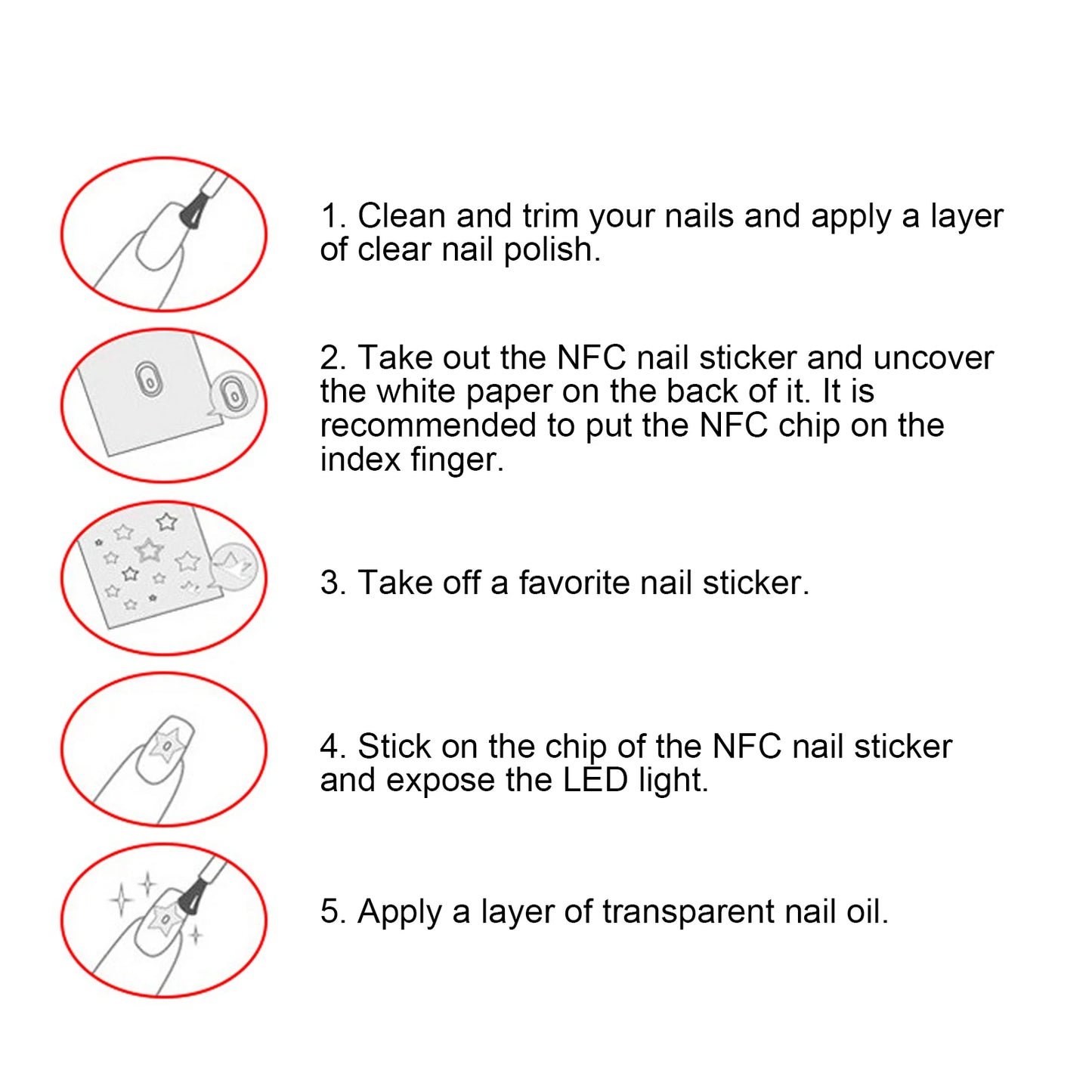 7pcs NFC Lighting Nail Art Stickers Different Colors Self Adhesive Intelligent Nail Stickers Light Flash Nail Art Tool for Salon