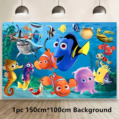 Finding Nemo Fish Latex Balloons Clownfish Dory Ocean Sea Foil Ballons Happy Birthday Banner Cake Topper Party Decor Kid Boy Toy