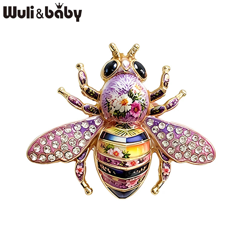 Wuli&baby Cute Rhinestone Bee Brooches For Women Unisex 5-color Beautiful Insects Party Office Brooch Pins Gifts