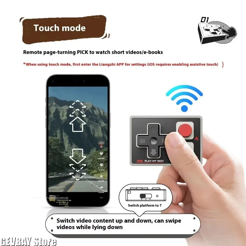 IINE Pocket Mini Bluetooth Controller, Multi-Function Gamepad for Android & iPhone Mobile Gaming & Short Videos