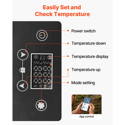 SucceBuy Car Refrigerator DC 12/24V AC100-240V Compressor Electric Cooler -4°F to 68°F Fridge with APP Control 16/21/23QT for RV