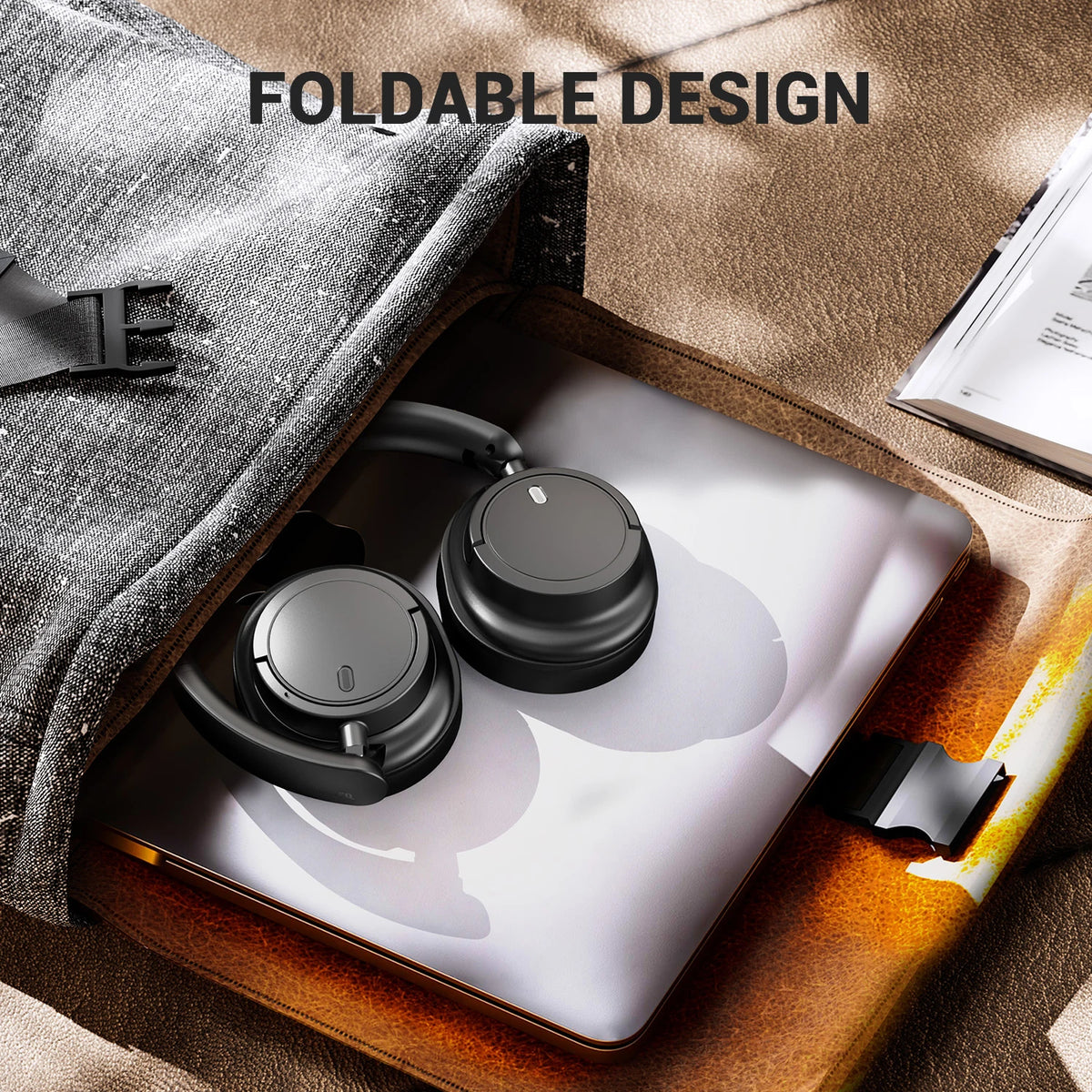 Bluetooth 5.3 Wireless Headphones 90H Playtime 40mm Drivers Over Ear Headset 3.5mm Wired Stereo Bass Pop Sound Modes Multipoint App Control Built In Mic Foldable 197g Deep Bass for iPhone Android PC Mac Music