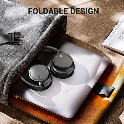 Bluetooth 5.3 Wireless Headphones 90H Playtime 40mm Drivers Over Ear Headset 3.5mm Wired Stereo Bass Pop Sound Modes Multipoint App Control Built In Mic Foldable 197g Deep Bass for iPhone Android PC Mac Music