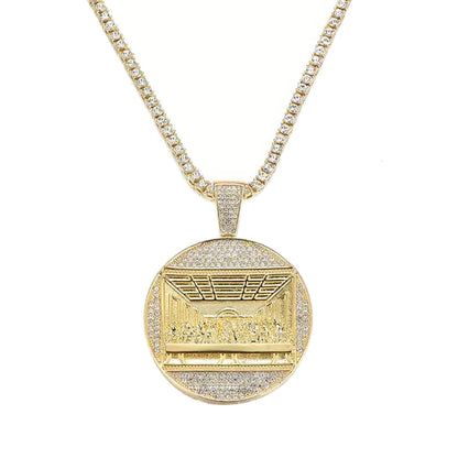 New Last Supper Pendant Cuban Chain Necklace With 14mm Iced Out Chain Fashion Hip Hop Men Charm Pendant Tennis Necklaces Jewelry