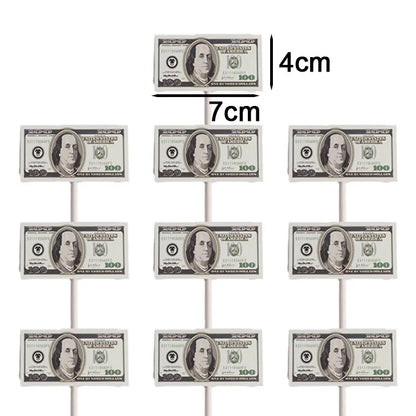 Dollar Happy Birthday Cake Decoration Money Cake Topper For 60s 70s 80s 90s Thanksgiving USA Dollar Theme Party Decors Supplies