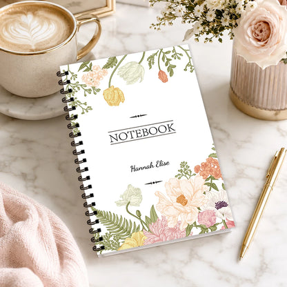 1pc/2pcs, custom floral notebook, DIY text, 50 sheets, suitable for travel and journaling, notebook/diary/spiral notebook.