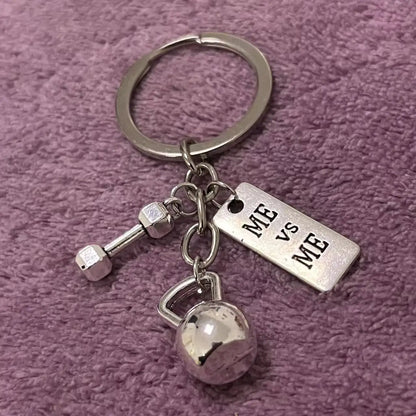 Barbell, Dumbbell, Kettlebell, Fitness Motivational Keychain, Gym Gift