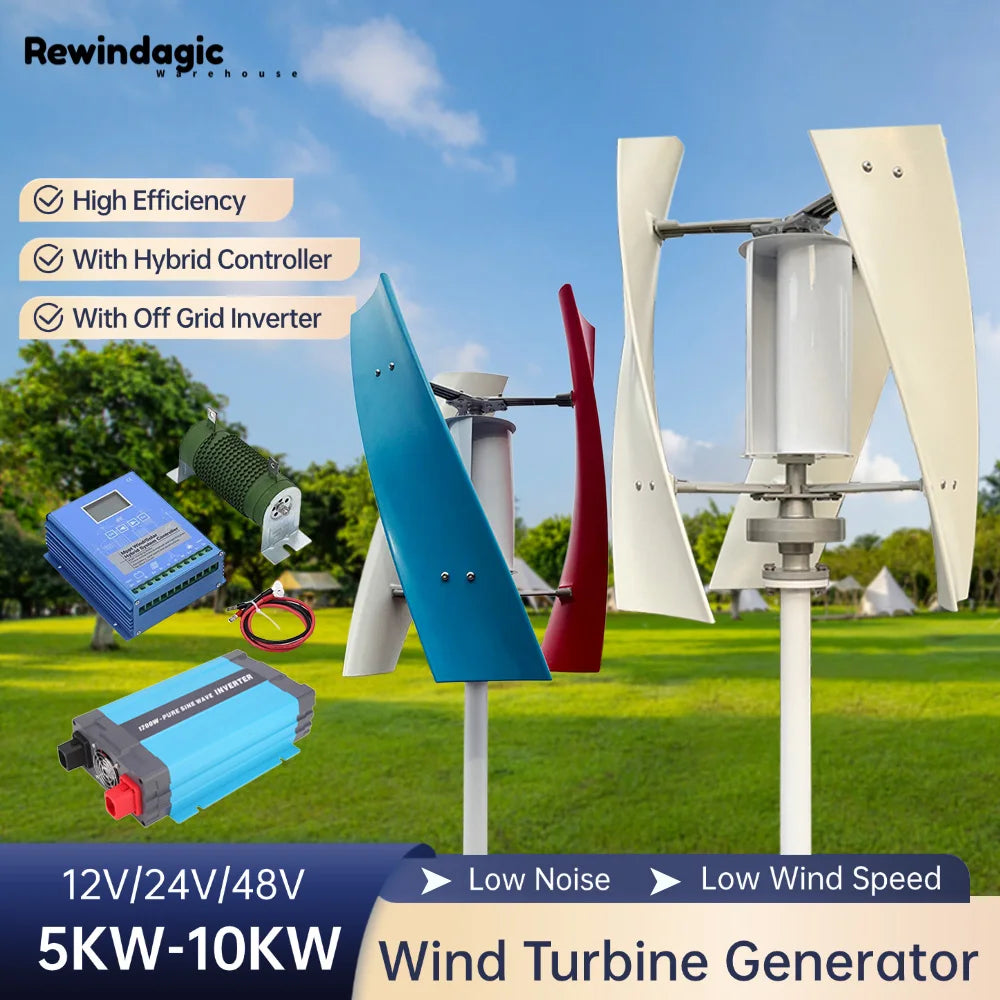 10000W Vertical Wind Turbine Generator With Controller 12V 24V 48V High Efficiency Home Wind Turbine Low Start-up Wind Speed