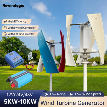 10000W Vertical Wind Turbine Generator With Controller 12V 24V 48V High Efficiency Home Wind Turbine Low Start-up Wind Speed