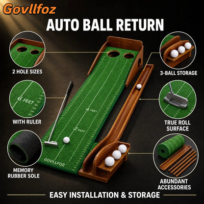 Portable Golf Removable Putting Exerciser Professional Golf Practice Mat Indoor Home Office Outdoor Garden Training Set Tool