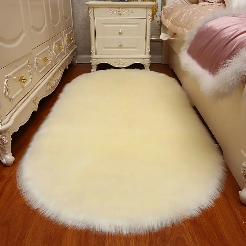 Oval Fur Rugs Bedroom Thicken Fluffy Carpet Living Room Bed Down Children's Floor Hairy Soft Sofa Foot Mat For Home Accessories