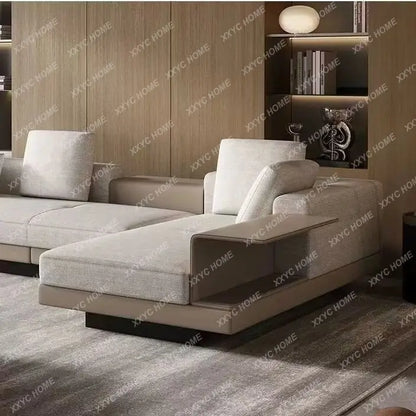 LX cotton and linen concubine fabric sofa light luxury large flat floor living room straight row combination sofa