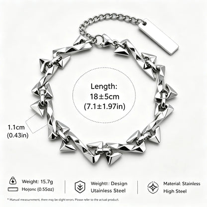 Letter Z Thorn Chain Bracelet for Women Men, Stainless Steel Barbed Wire Link, Gothic Punk Jewelry Gift