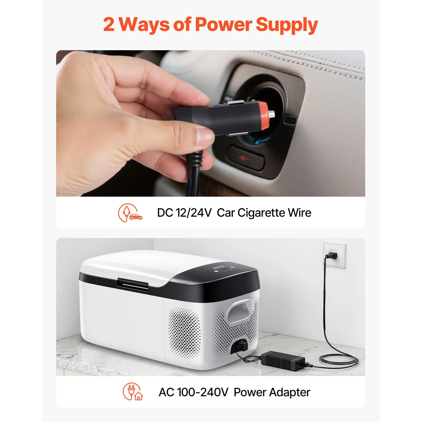 SucceBuy Car Refrigerator DC 12/24V AC100-240V Compressor Electric Cooler -4°F to 68°F Fridge with APP Control 16/21/23QT for RV