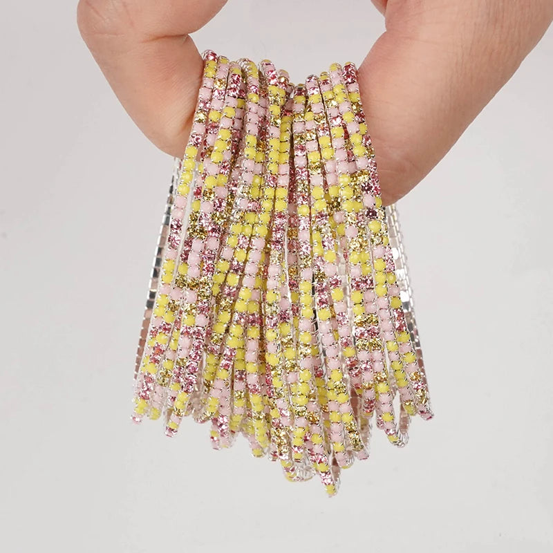 5pcs Fashion Colorful Acrylic Crystal Rhinestone Elastic Bracelet For Women Stretch Wristband Wedding Bracelets Daily Jewelry