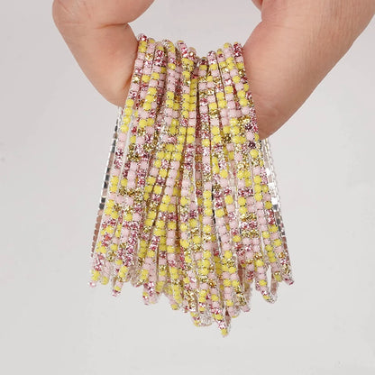 5pcs Fashion Colorful Acrylic Crystal Rhinestone Elastic Bracelet For Women Stretch Wristband Wedding Bracelets Daily Jewelry