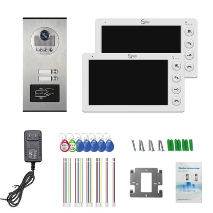 ANJIELO SMART 2/3/4 Unit Multi Apartments Intercom Video Doorbell with RFID Card Unlock 7inch 4Wired Video Door Phone System