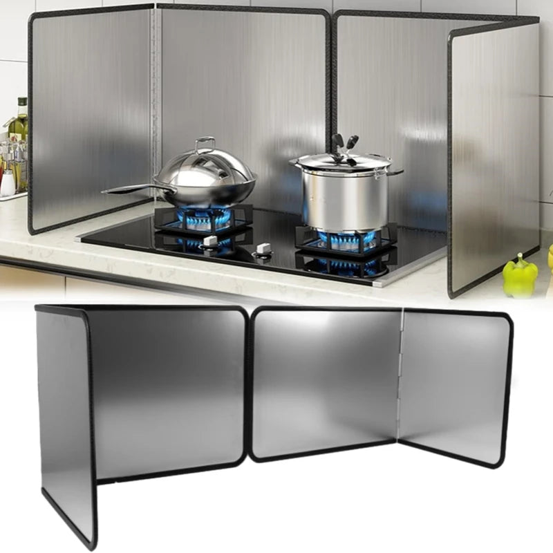 Kitchen Stove Splatter Guard Foldable Oil Splash Shield Grease Protector Heat Resistant Cooking Barrier for Gas Stove Cooktop