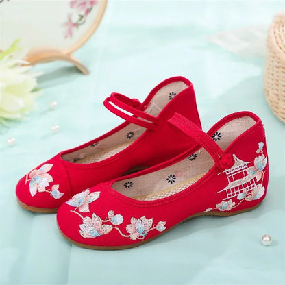 Fashion Ethnic Chinese Style Women Shoes Hanfu Single Canvas Zapatos Elegant Casual Vintage Woman Embroidered Cloth Shoes