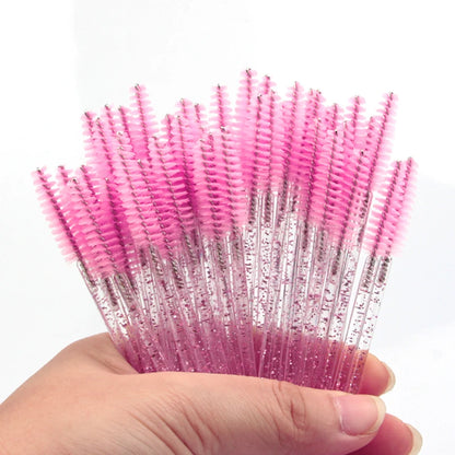 New 5/25/50Pcs Wholesale Crystal Eyelashes Brush Applicator Eyelash Brushes Plastic Mascara Wand Lashes Extension Makeup Beauty