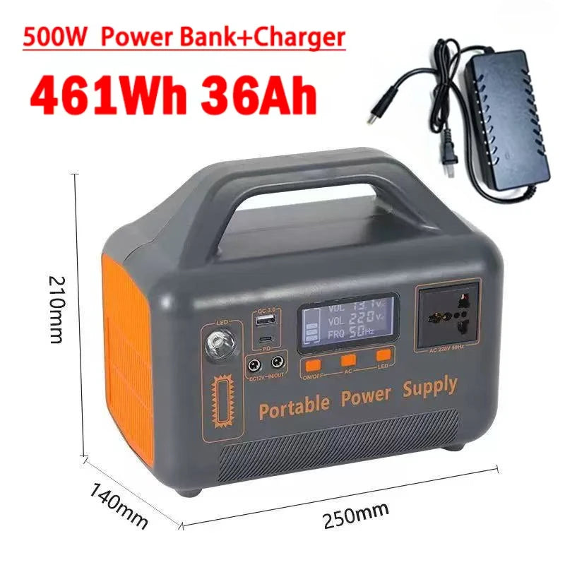 500W 220V Portable Power Station 500Wh 461Wh Solar Generator Emergency Power Bank Power Supply for Home Outdoor Camping Stall
