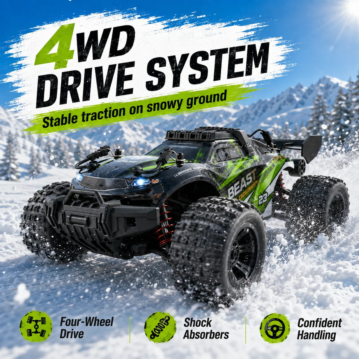 ZNLYRION RC Off-Road Car 1:18 Scale 118Pro 4-Wheel Drive 45km/h Terrain Racing Buggy Metal Bottom Plate Independent Suspension RC Toy For Adults Kids