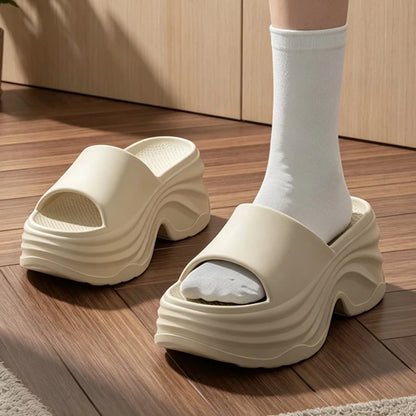Women's outer wear height-increasing thick-soled EVA anti-slip sandals fashionable women's high-heeled slippers