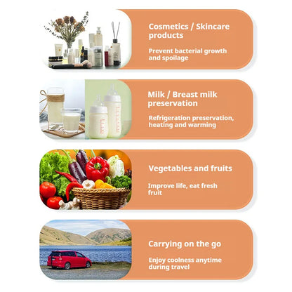 Dual-Use Mini Fridge Makeup Mirror for Car And Home Beauty Skincare Products Portable Small Freezer Refrigerator Car Supplies