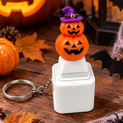 Glowing Sound Key Cap Keychain Halloween Pumpkin Ghost Witch Press Keyring Christmas Santa Snowman Pendant Party Favor