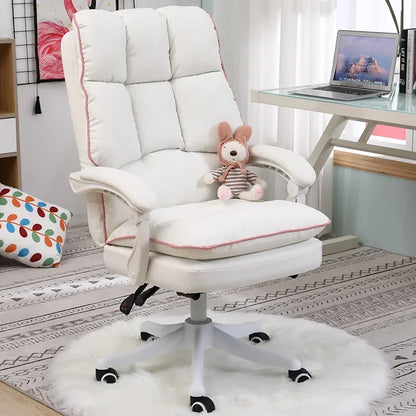 Office  Reclining Armchair with Footrest WCG Computer Gaming  Internet Cafe Gamer  bedroom study  Pink white