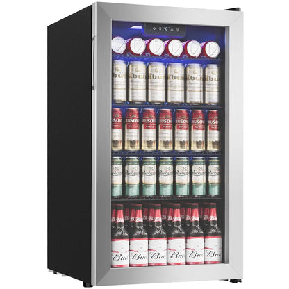 126 Can Mini Beverage Refrigerator Glass Door Cooler For Soda Beer Wine Home Use, Custom