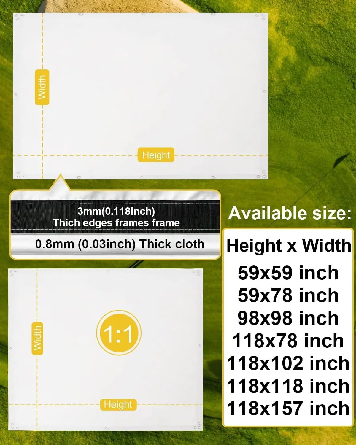 Golf Simulator Impact Screen（118 * 118）