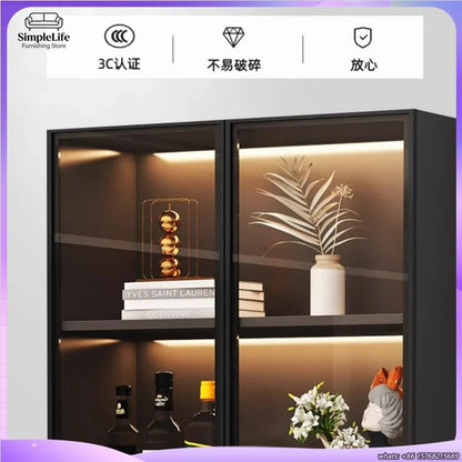 Mini Wine Cabinet Coffee Bar Cabinet for Living Room Home Decor Liquor Display Storage Furniture Wooden Beverage Cooler with