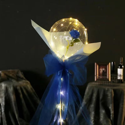 LED Luminous Balloon Rose Bouquet Light Transparent Balloons Flower for Wedding Party Valentines Day Decor Birthday Thanksgiving
