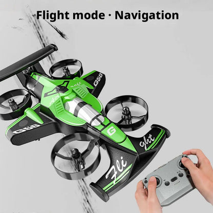 2-in-1 RC Flying Stunt Car & Drone With Headless Mode LED Lights High-Speed Ground Drifting One-Key 360° Flips For Kids