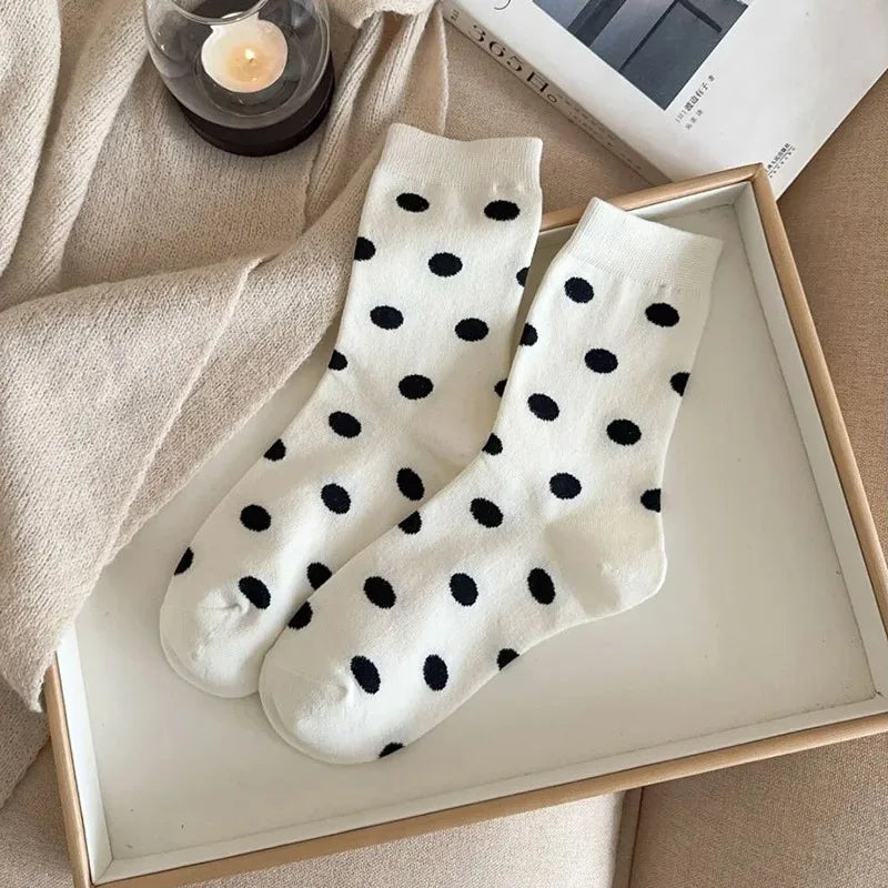 Cute Socks Women Kawaii Winter Socken Dots Printed Japanese Style College Long Crew Socks Free Shiping Harajuku Calcetines Mujer