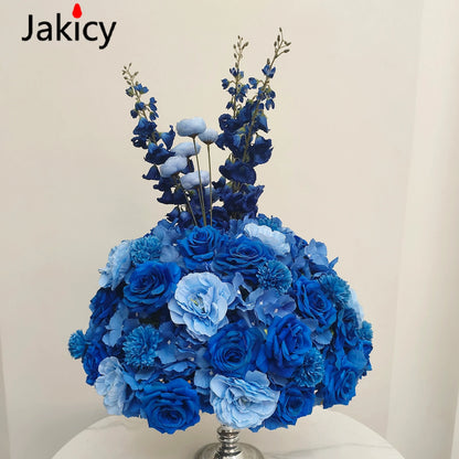 Red White Customized Artificial Rose Delphinium 50cm Flower Ball Wedding Decor Table Centerpieces Flower Decor Event Road Props