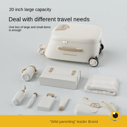 2025 New suitcase for children can Sit 20 inch carrier Ride on Luggage 2-in-1 Detachable Trolley Pushchair Travel Suitcase