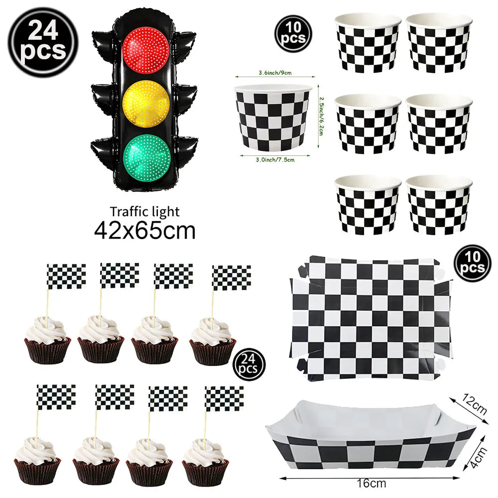 40'' Number Race Car Balloon Racetrack Balloon Truck Bike Wheels Tire Racing Car Theme Party Supplies Boys' Birthday Party Favor