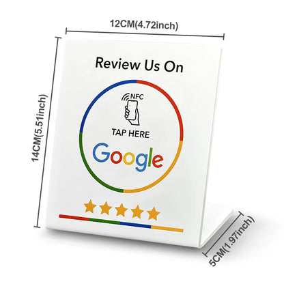 NFC 13.56Mhz programmable Google Review Card Station Table Tap Card NFC215 Chip 504Bytes RFID NFC Google Review stand display