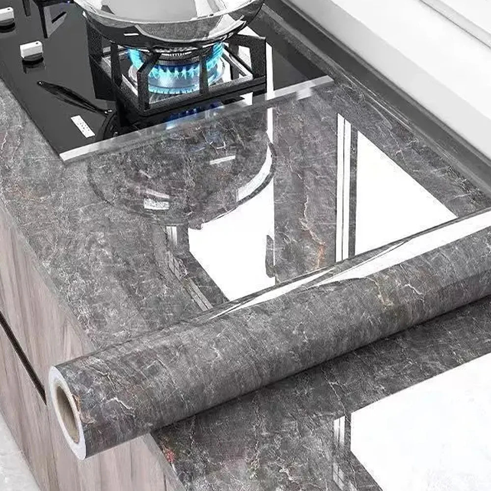 Kitchen Oil-Proof Film Stove Waterproof Moisture-Proof Self-Adhesive Wallpaper Countertop Cabinet Renovation Tile Marble Sticker