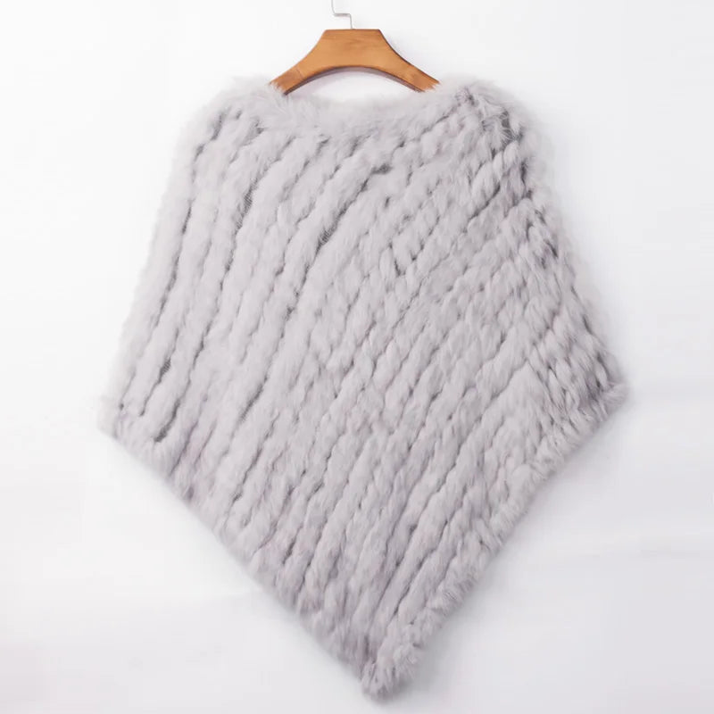 Women's Real Rabbit Fur Poncho Vest Natural Leather Winter Jacket Wrap Coat Shawl  Wedding Party Knitted Fur Vest Wholesale