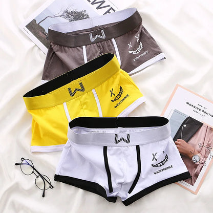 1/3/4 Pcs Mens Underwear Cotton Men Boxer Panties U-convex Man Breathable Underpants Sexy Comfort Male Boy Smiling Face Boxers