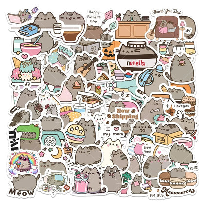 Pusheen Balloons Cartoon Cat Birthday Banner Decoration Party Supplies Backdrop Cake Topper Gift Bag Sticker Spiral Plush Doll