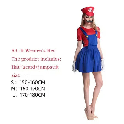 Disguise Men Luigi Deluxe Adult Costume Super Brothers Costume Cosplay Fancy Dress Outfit Halloween womens with Hat and Mustache