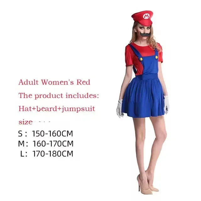 Disguise Men Luigi Deluxe Adult Costume Super Brothers Costume Cosplay Fancy Dress Outfit Halloween womens with Hat and Mustache