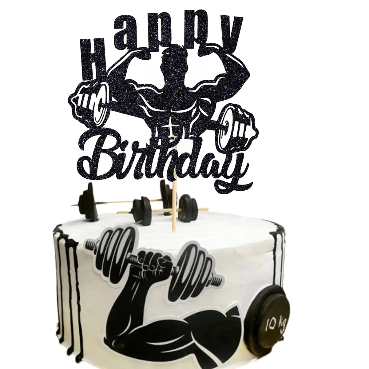 Muscular Man Cake Topper Happy Birthday Sports Fitness Themed Muscle Man Cupcake Topper Dessert Decoration Baking Supplies Diy